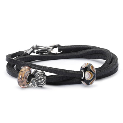 Double Leather Bracelet Black/Silver