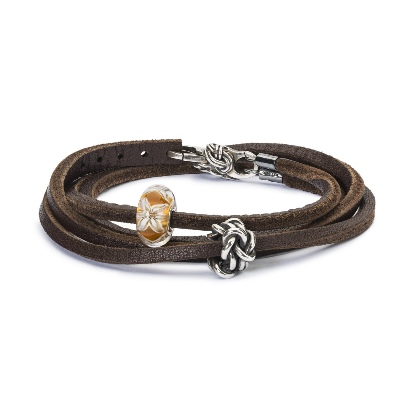 Double Leather Bracelet Brown/Silver