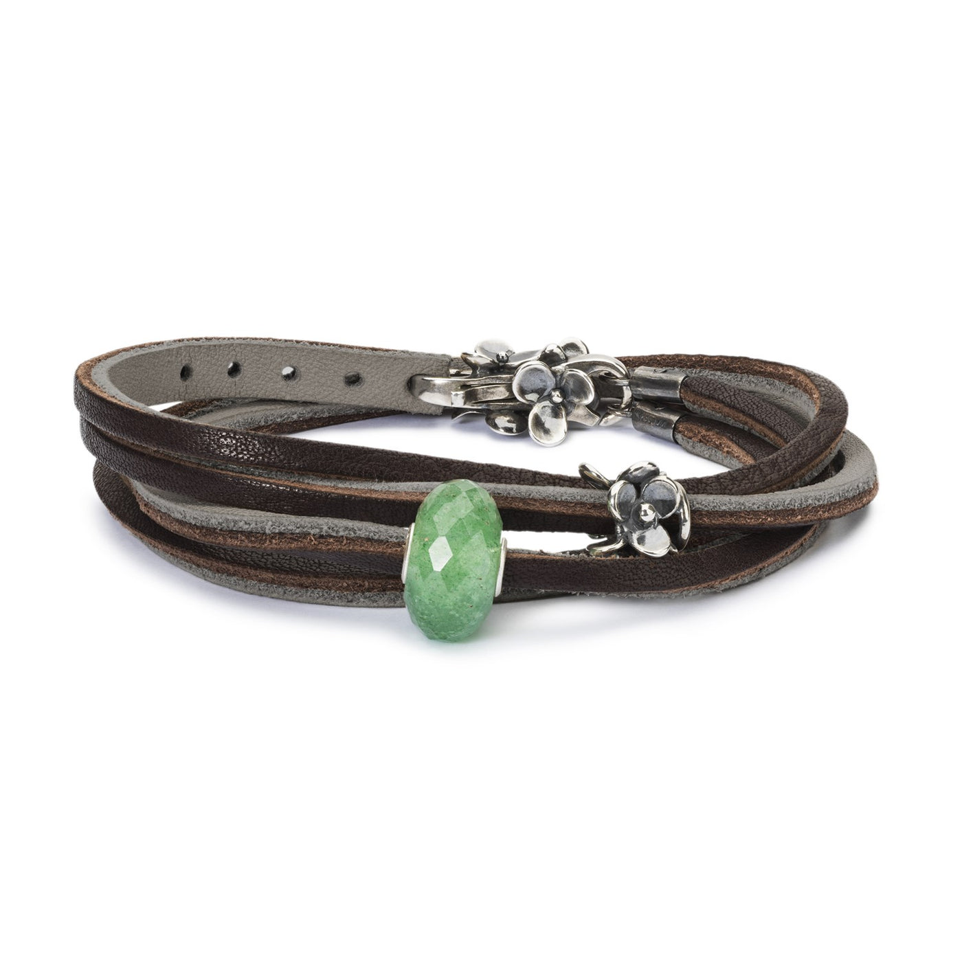 Double Leather Bracelet Brown/Silver