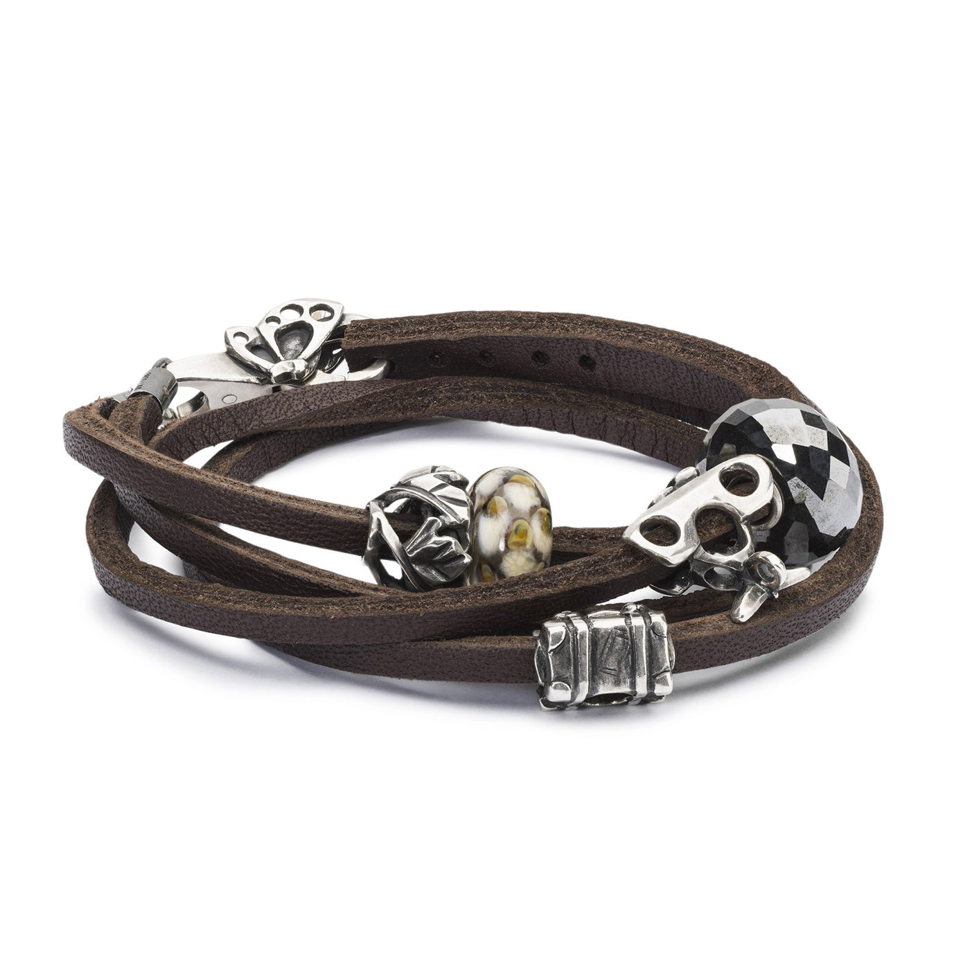 Double Leather Bracelet Brown/Silver
