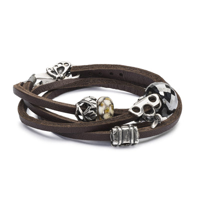 Double Leather Bracelet Brown/Silver