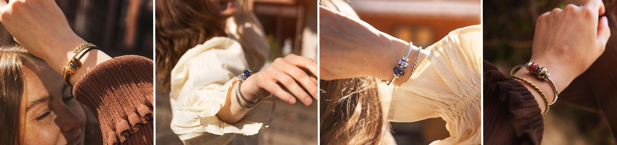 Ready to Shine collection as trio ready to wear bracelets in silver and leather moodboard