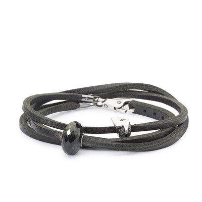 Double Leather Bracelet Black/Silver