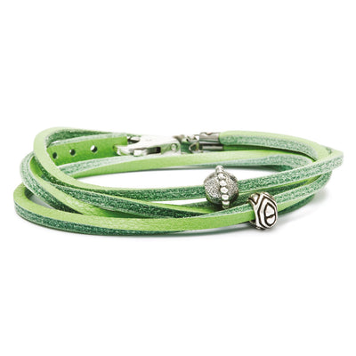 Double Leather Bracelet Green/Silver